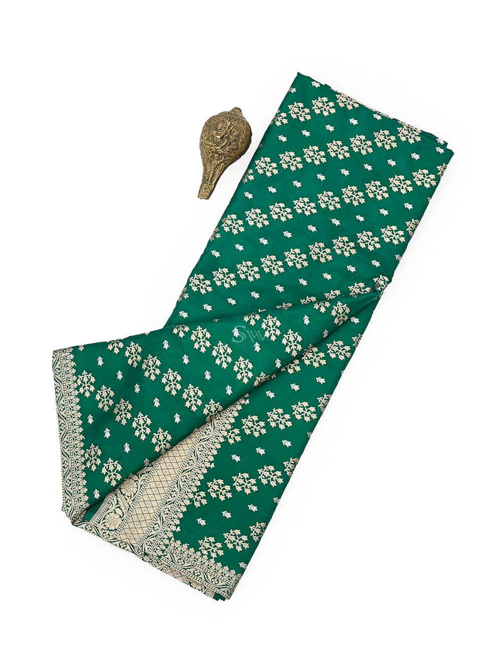 Bottle Green Uppada Katan Silk Handloom Banarasi Saree