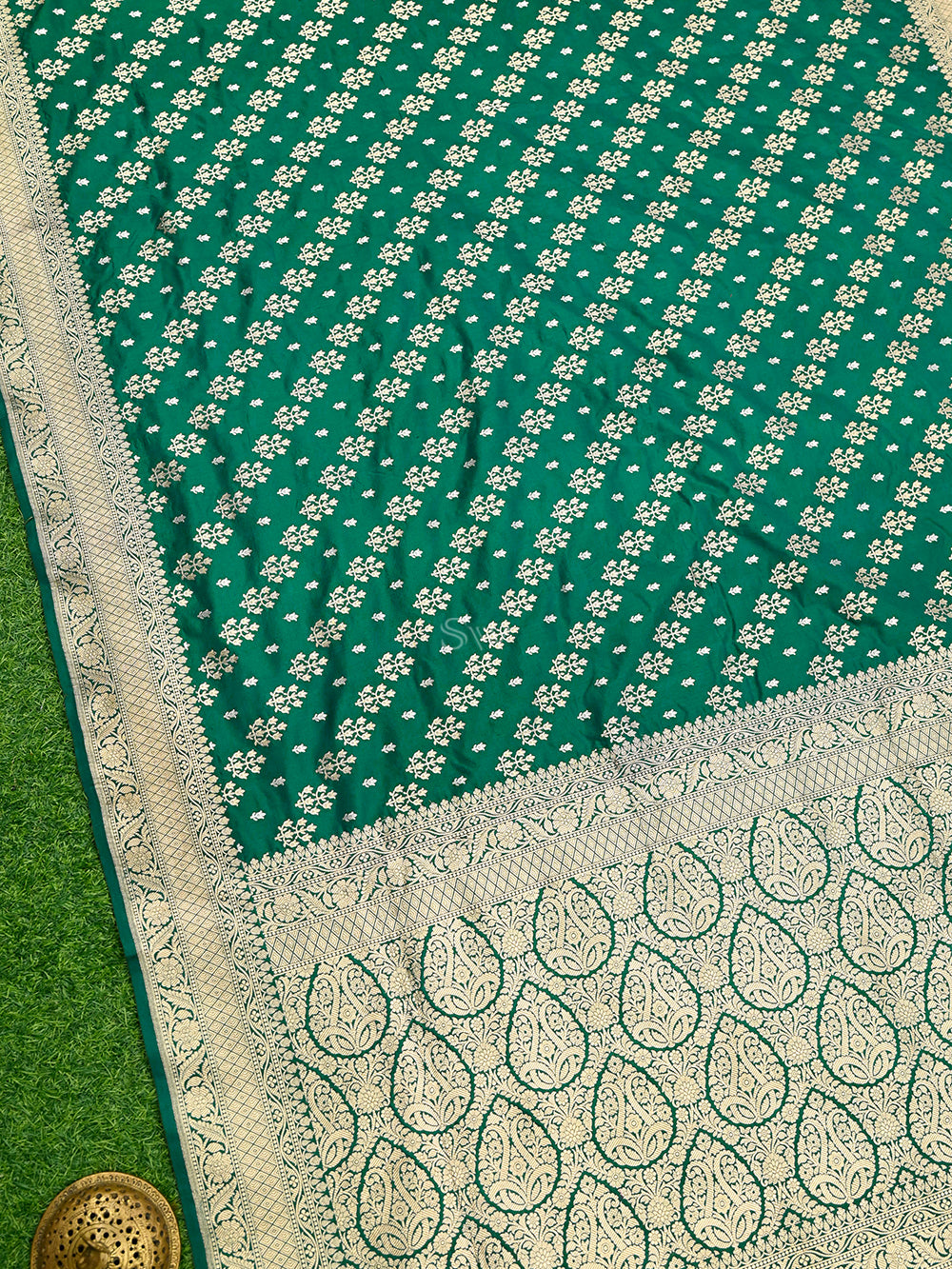 Bottle Green Uppada Katan Silk Handloom Banarasi Saree