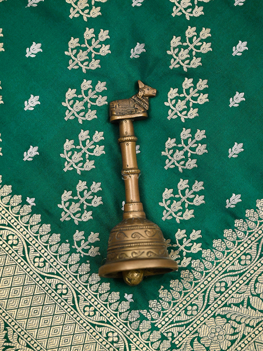 Bottle Green Uppada Katan Silk Handloom Banarasi Saree