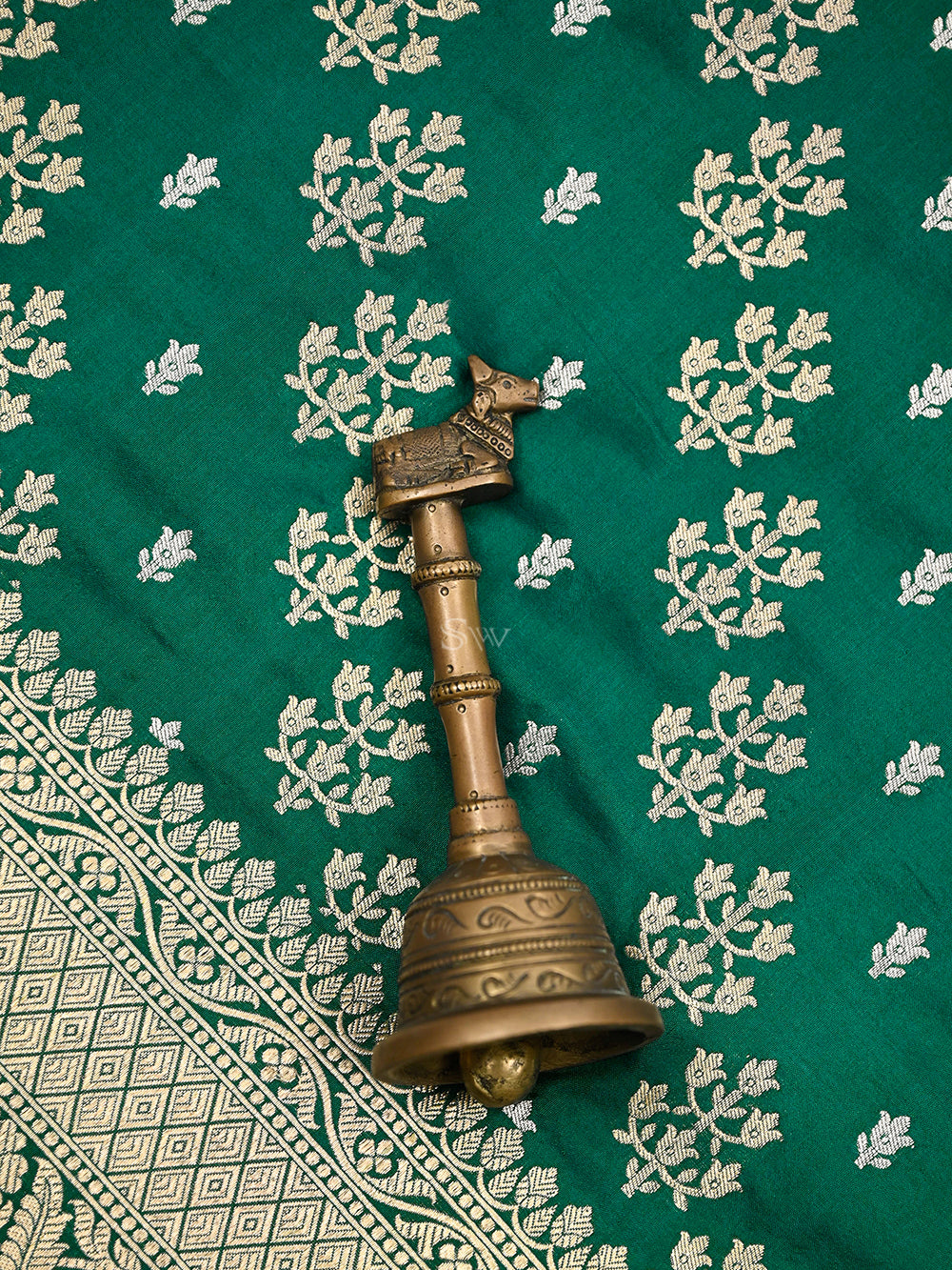 Bottle Green Uppada Katan Silk Handloom Banarasi Saree