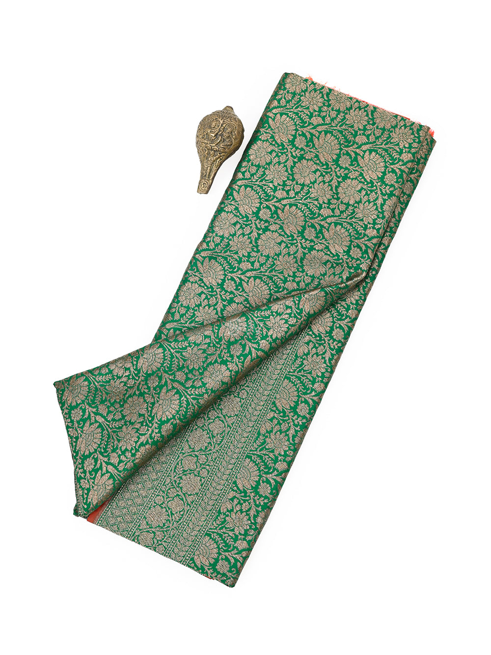 Dark Green Katan Silk Brocade Handloom Banarasi Saree