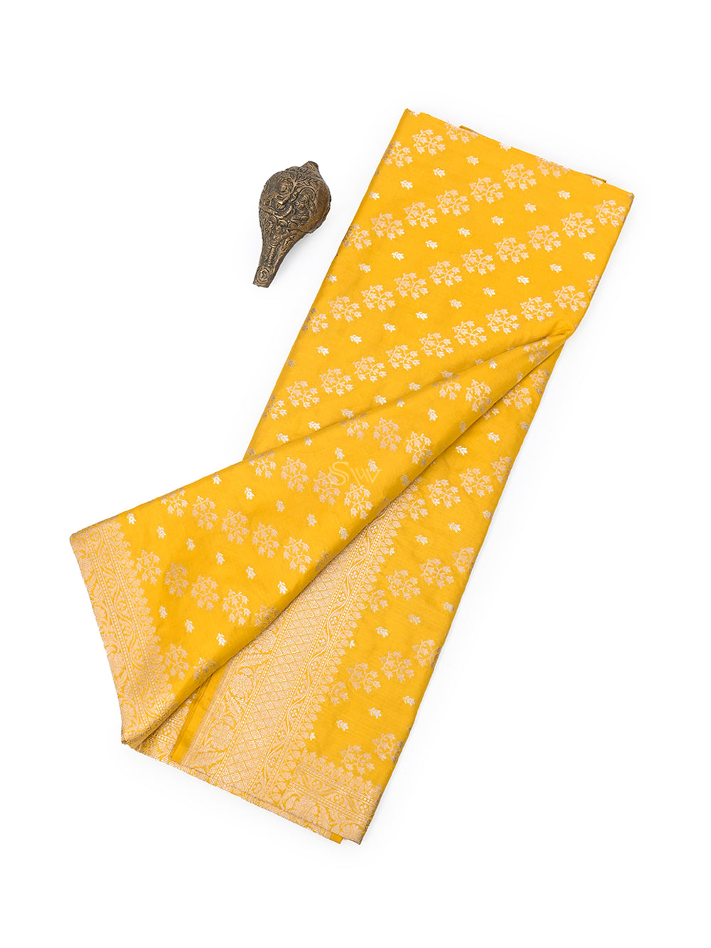 Yellow Jaal Katan Silk Handloom Banarasi Saree