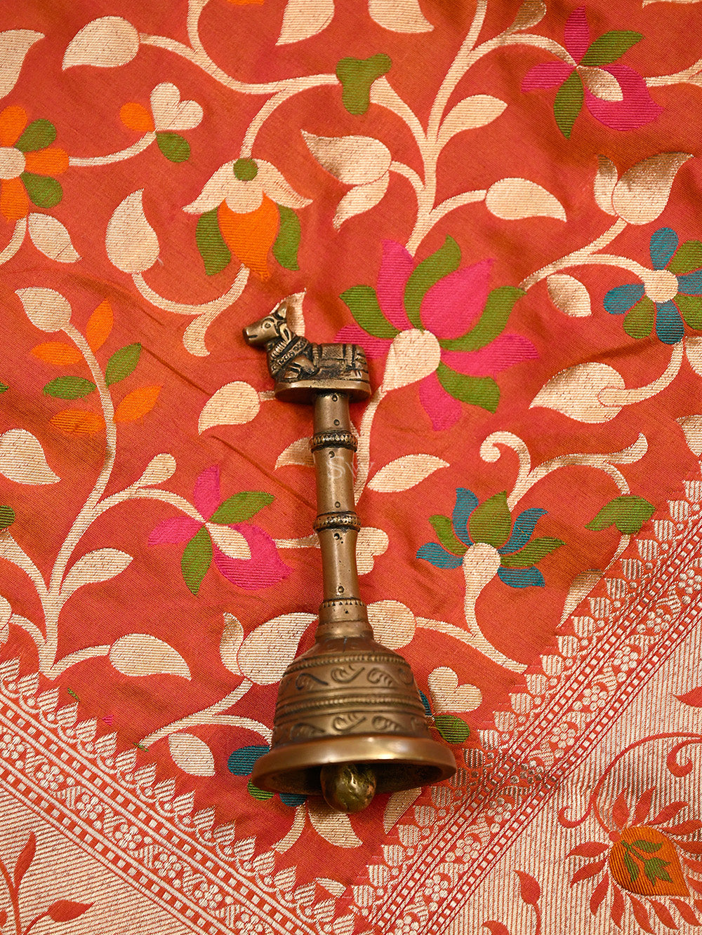 Orange Pink Meenakari Jaal Katan Silk Handloom Banarasi Saree