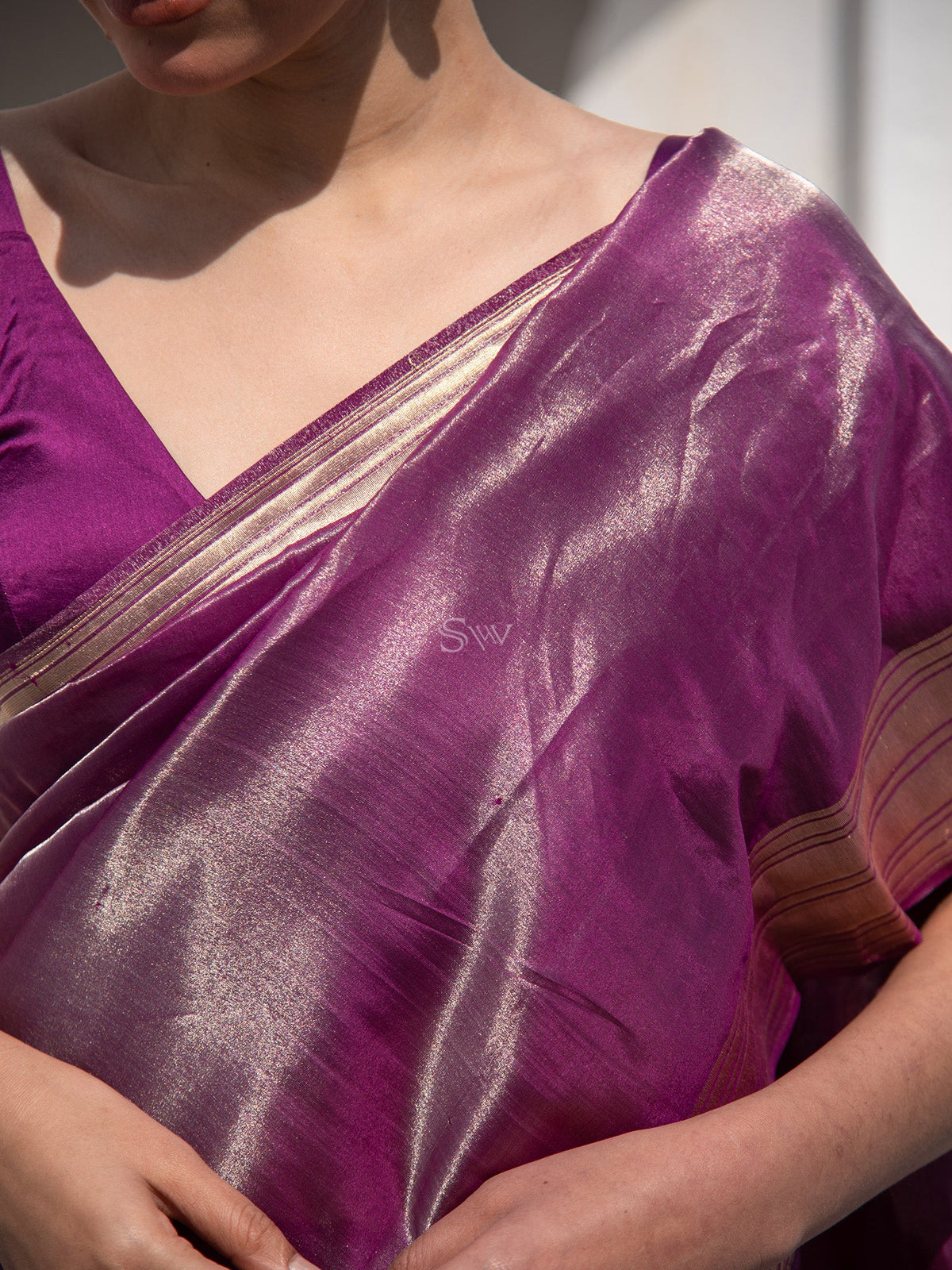 Purple Katan Silk Tissue Handloom Banarasi Saree - Sacred Weaves