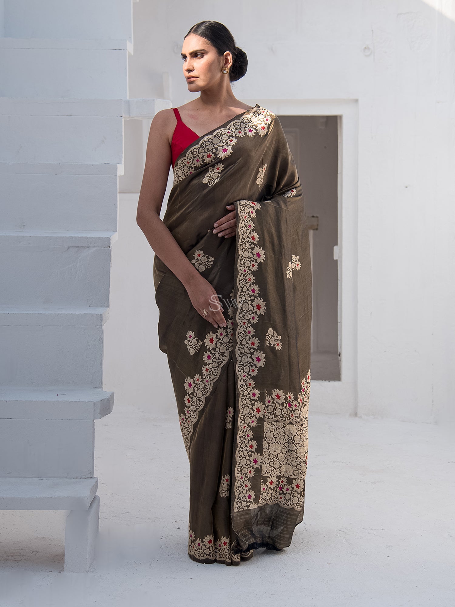 Hot Chocolate chinnon chiffon brown Saree – SAZRIKA