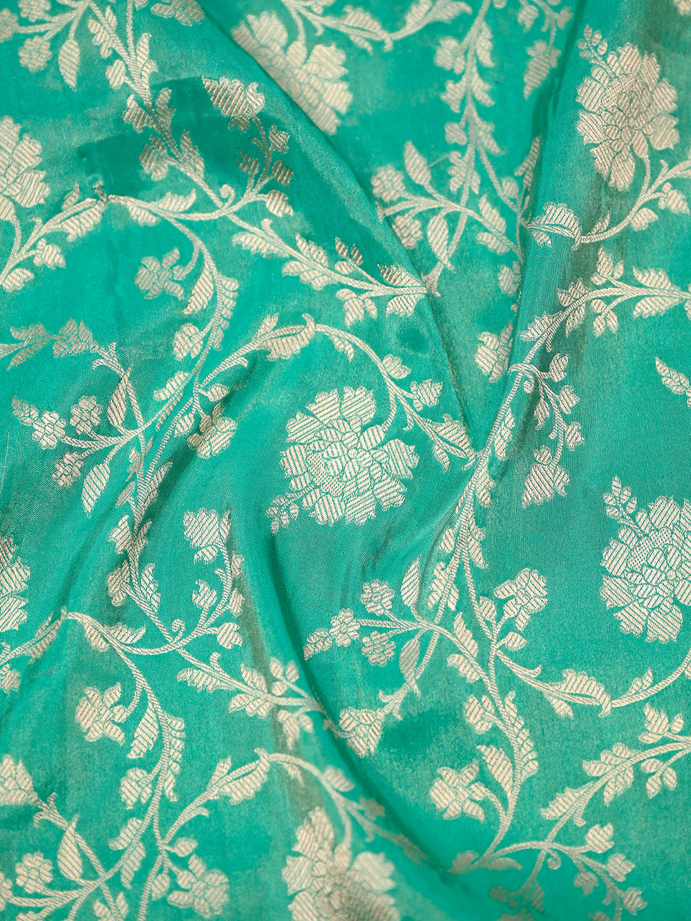 Green Katan Tissue Silk Handloom Banarasi Saree