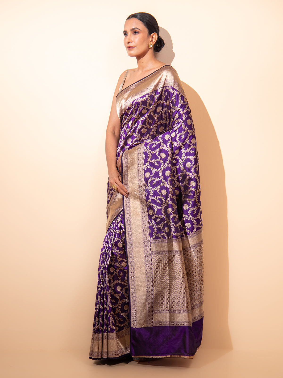 Purple Uppada Jaal Katan Silk Handloom Banarasi Saree - Sacred Weaves