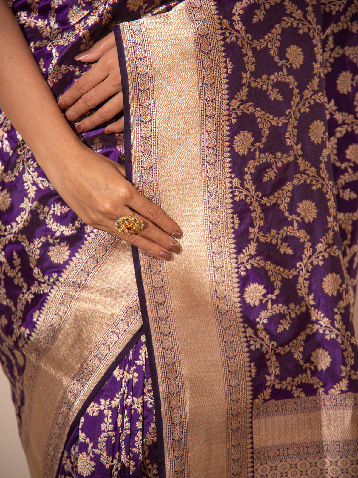 Purple Uppada Jaal Katan Silk Handloom Banarasi Saree - Sacred Weaves