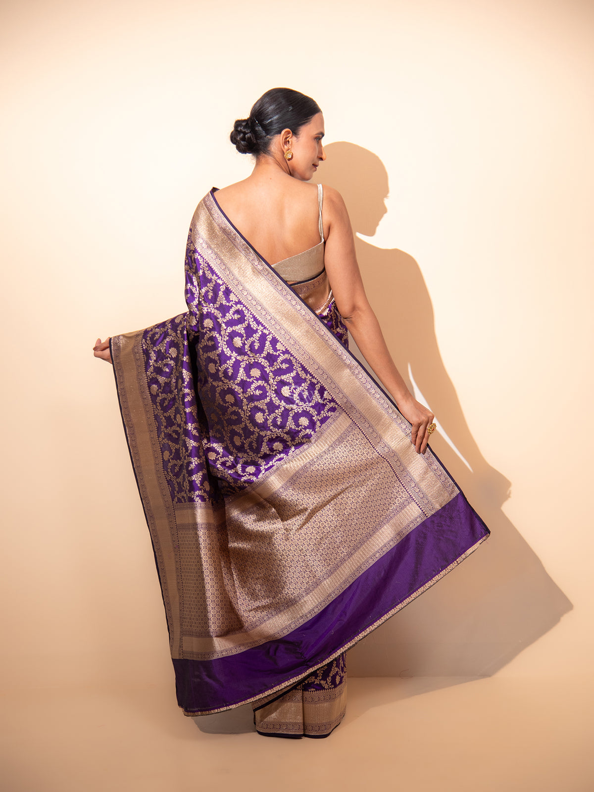 Purple Uppada Jaal Katan Silk Handloom Banarasi Saree - Sacred Weaves