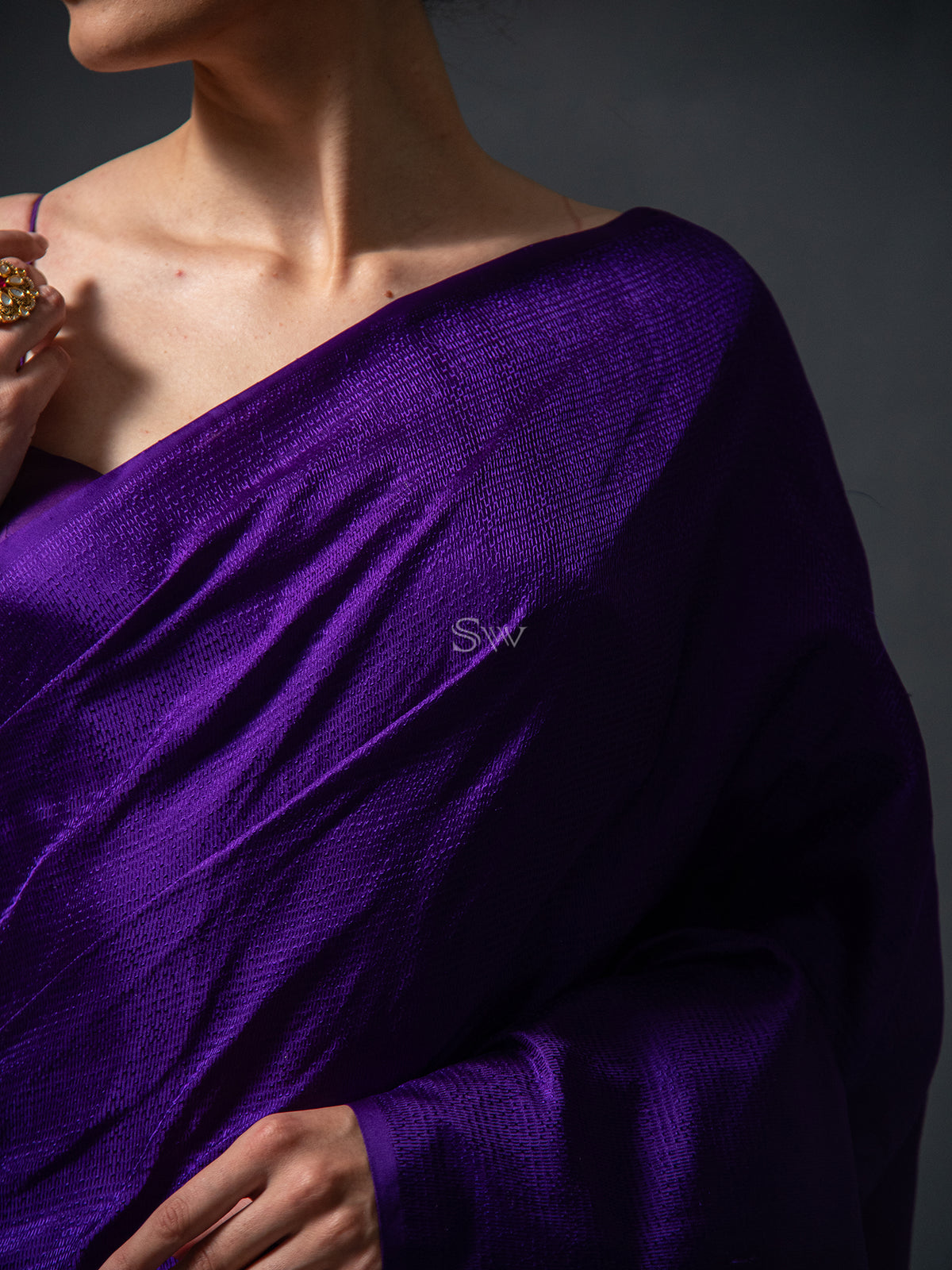 Purple Satin Tanchoi Handloom Banarasi Saree - Sacred Weaves