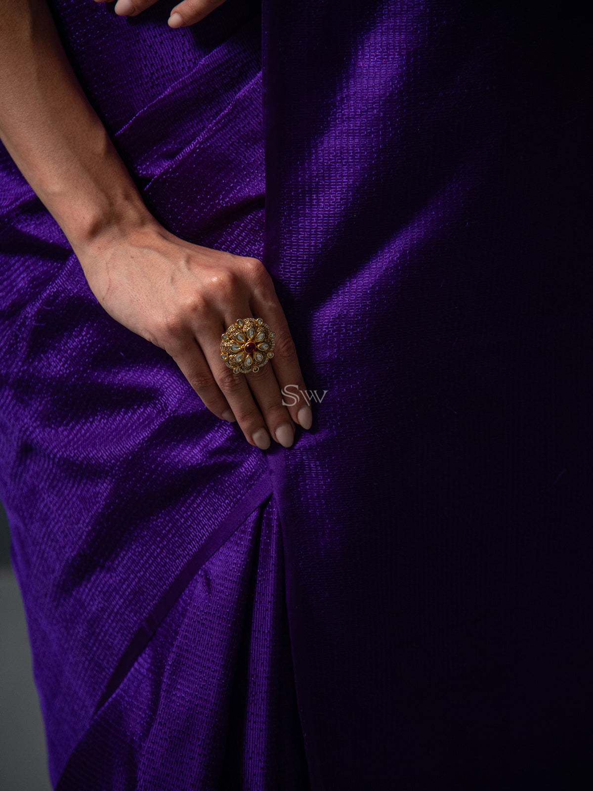 Purple Satin Tanchoi Handloom Banarasi Saree - Sacred Weaves