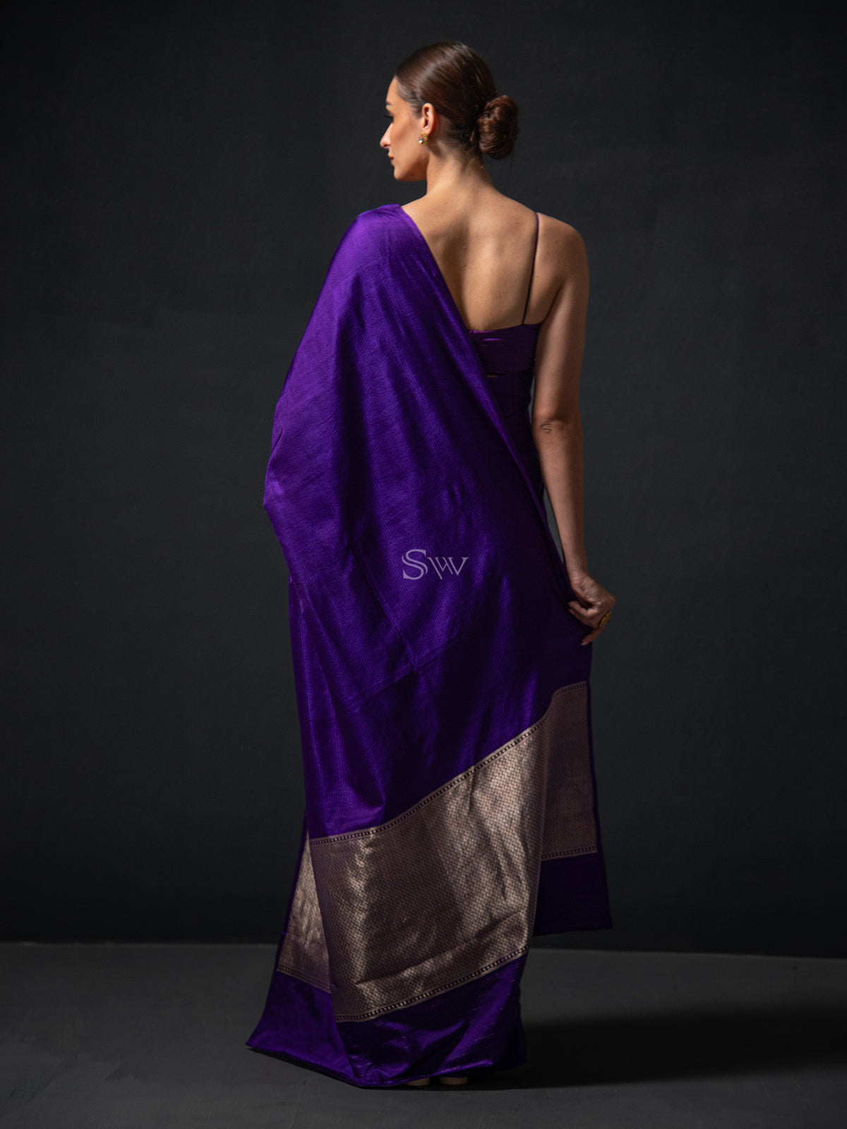 Purple Satin Tanchoi Handloom Banarasi Saree - Sacred Weaves