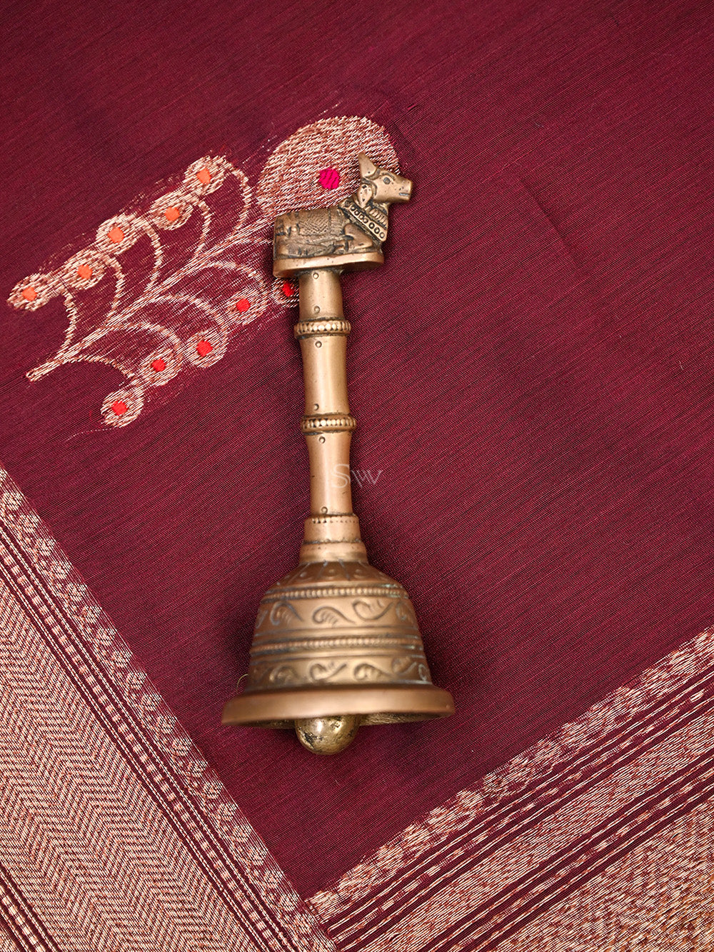 Wine Meenakari Boota Chanderi Silk Handloom Banarasi Saree - Sacred Weaves