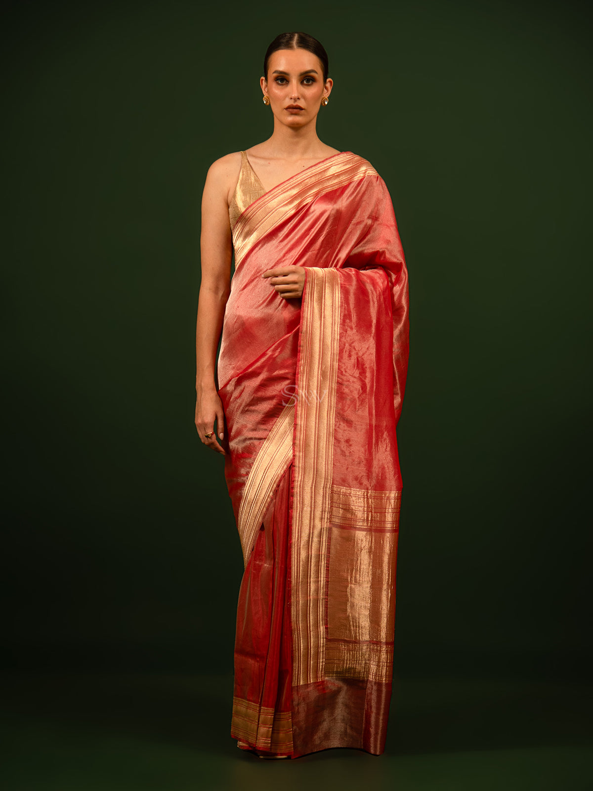 Red Tissue Katan Silk Handloom Banarasi Saree - Sacred Weaves