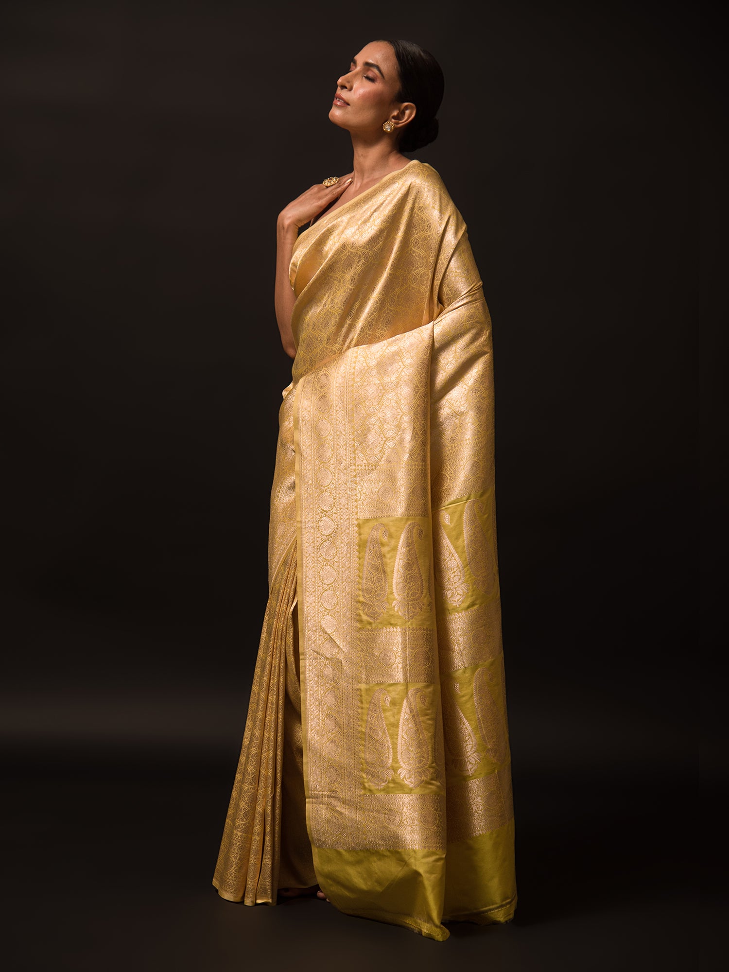 Pastel Yellow Brocade Katan Silk Handloom Banarasi Saree - Sacred Weaves