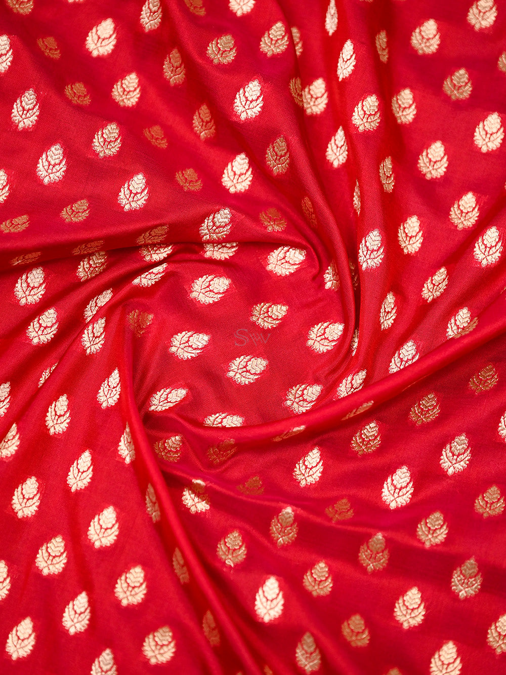 Red Booti Uppada Katan Silk Handloom Banarasi Saree - Sacred Weaves