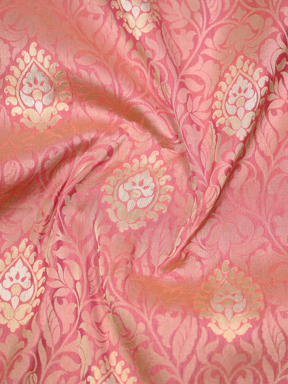 Pastel Pink Jaal Katan Silk Handloom Banarasi Saree