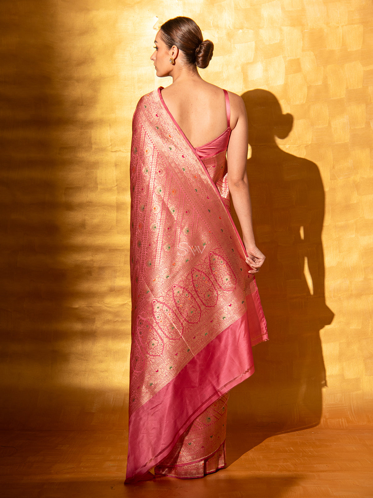 Pastel Pink Meenakari Brocade Handloom Banarasi Saree - Sacred Weaves