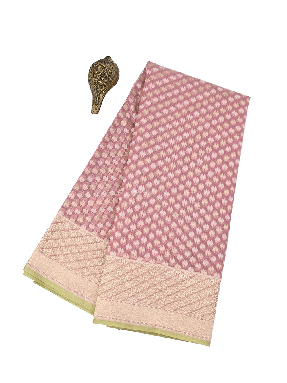 Onion Pink Zari Booti Cotton Silk Handloom Banarasi Saree