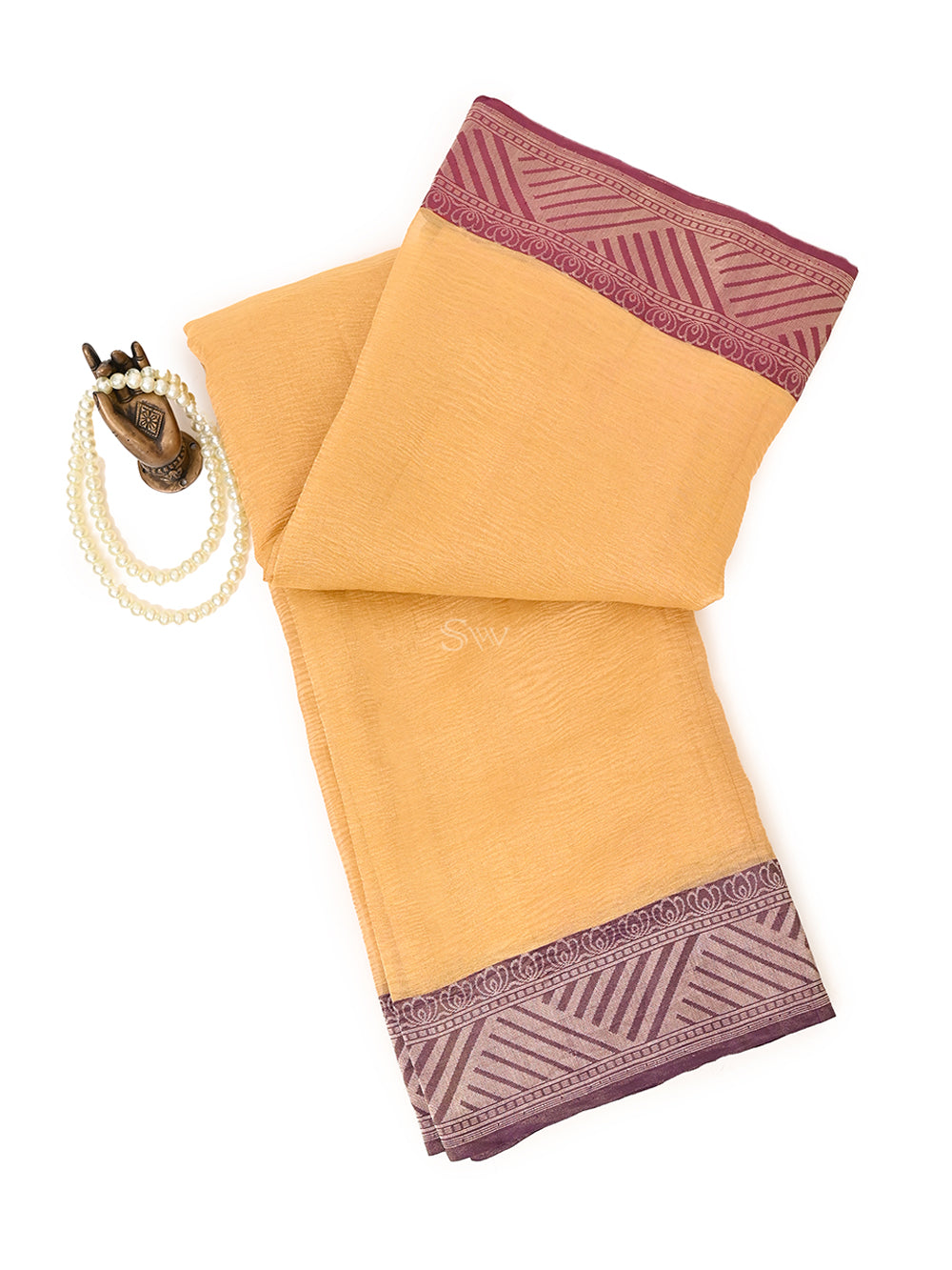 Mustard Pure Crush Tissue Silk Handloom Banarasi Saree - Sacred Weaves