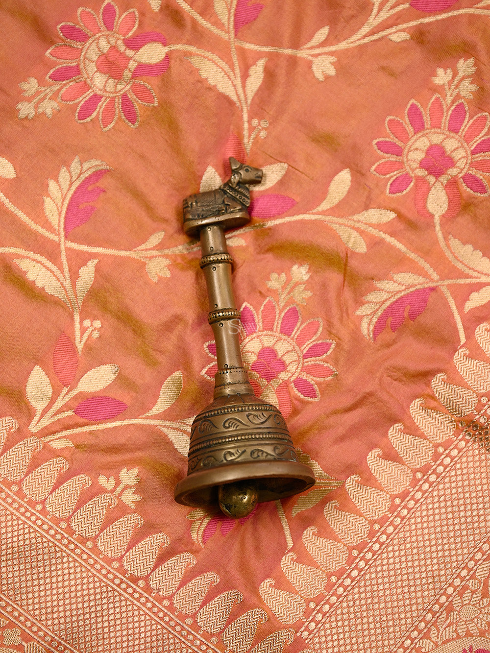 Orange Pink Meenakari Jaal Katan Silk Handloom Banarasi Saree