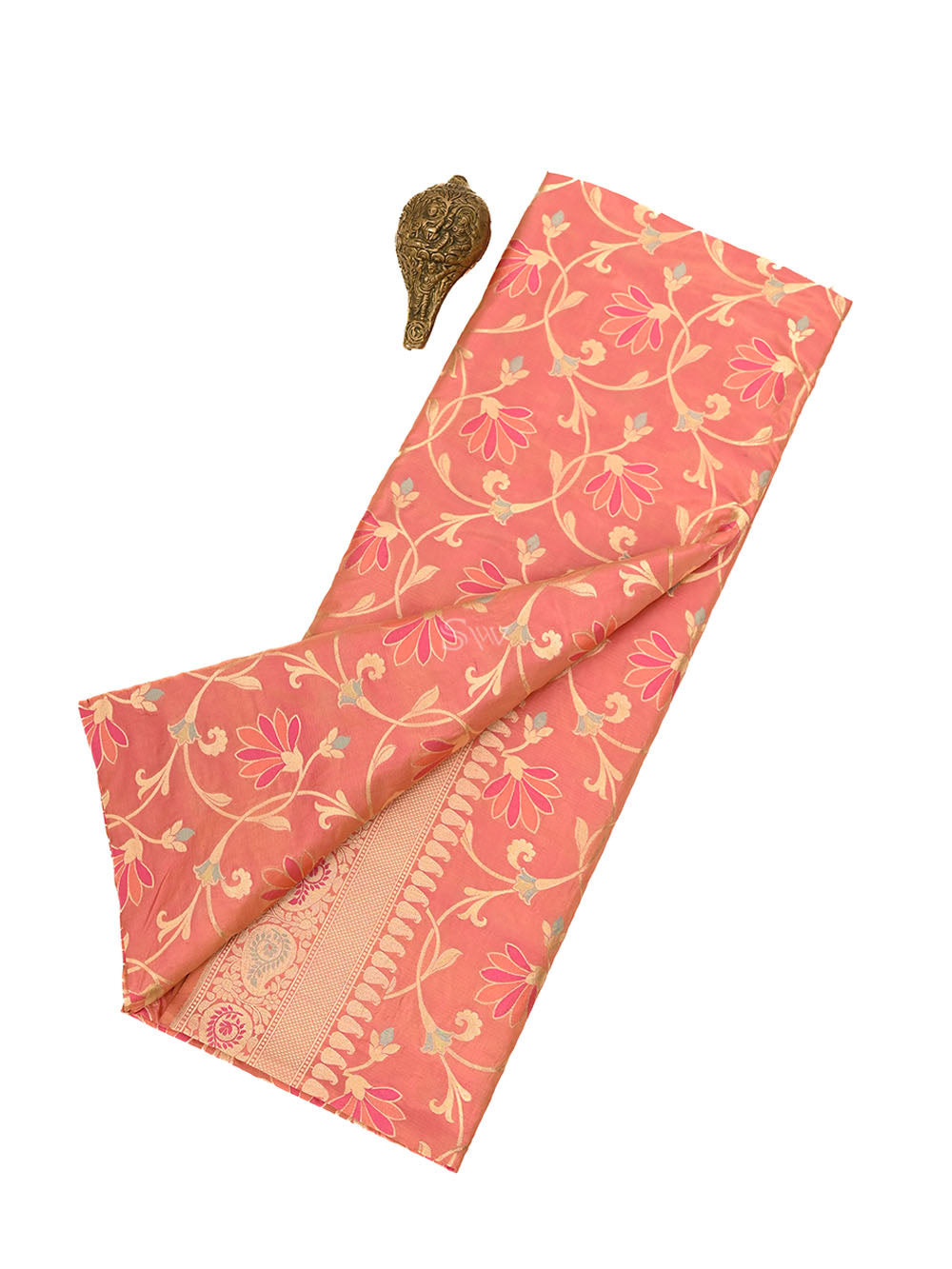 Orange Pink Meenakari Jaal Katan Silk Handloom Banarasi Saree