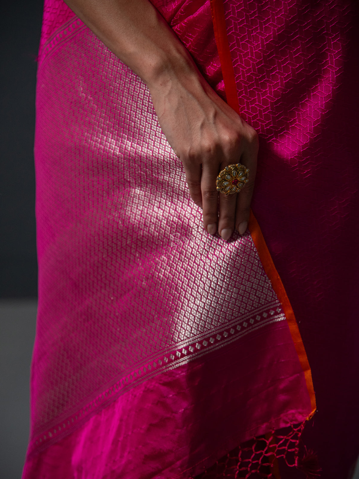 Magenta Satin Tanchoi Handloom Banarasi Saree - Sacred Weaves