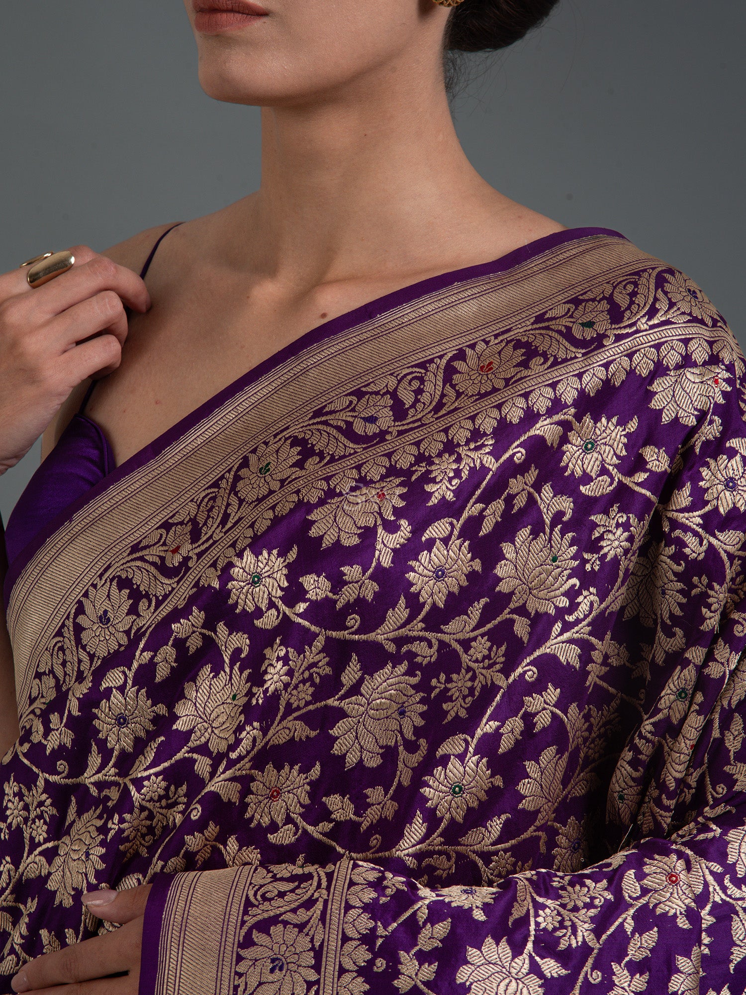 Purple Meenakari Katan Silk Handloom Banarasi Saree - Sacred Weaves