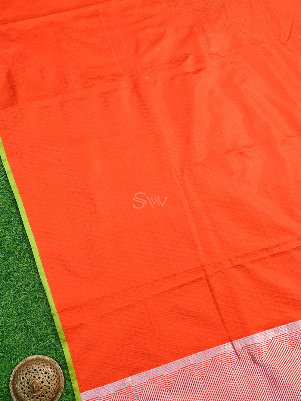 Orange Satin Tanchoi Handloom Banarasi Saree - Sacred Weaves