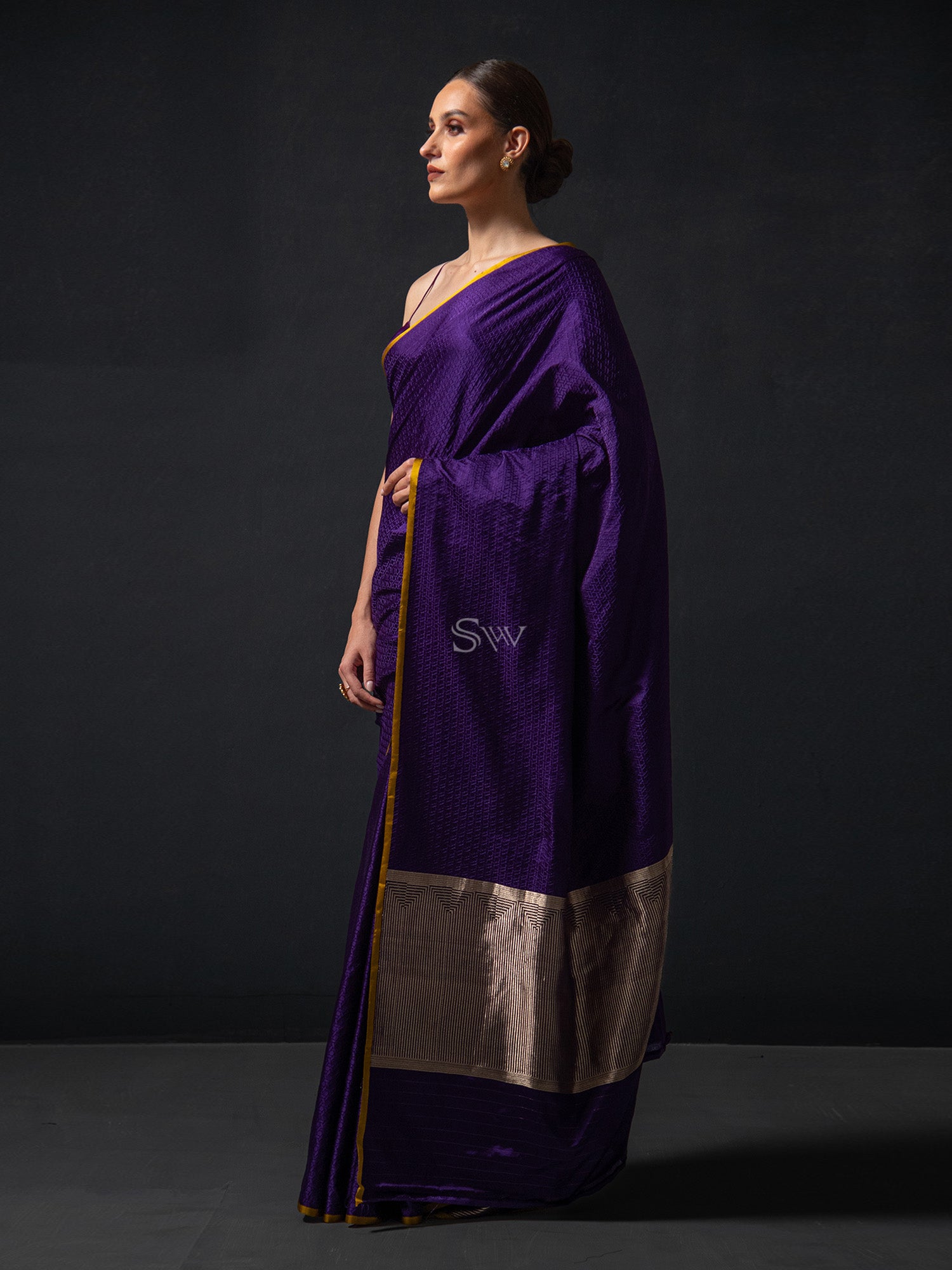 Purple Satin Tanchoi Handloom Banarasi Saree - Sacred Weaves