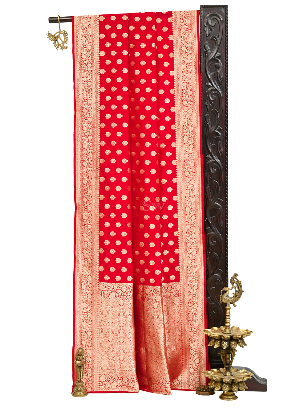 Maroon Boota Uppada Katan Silk Handloom Banarasi Saree - Sacred Weaves