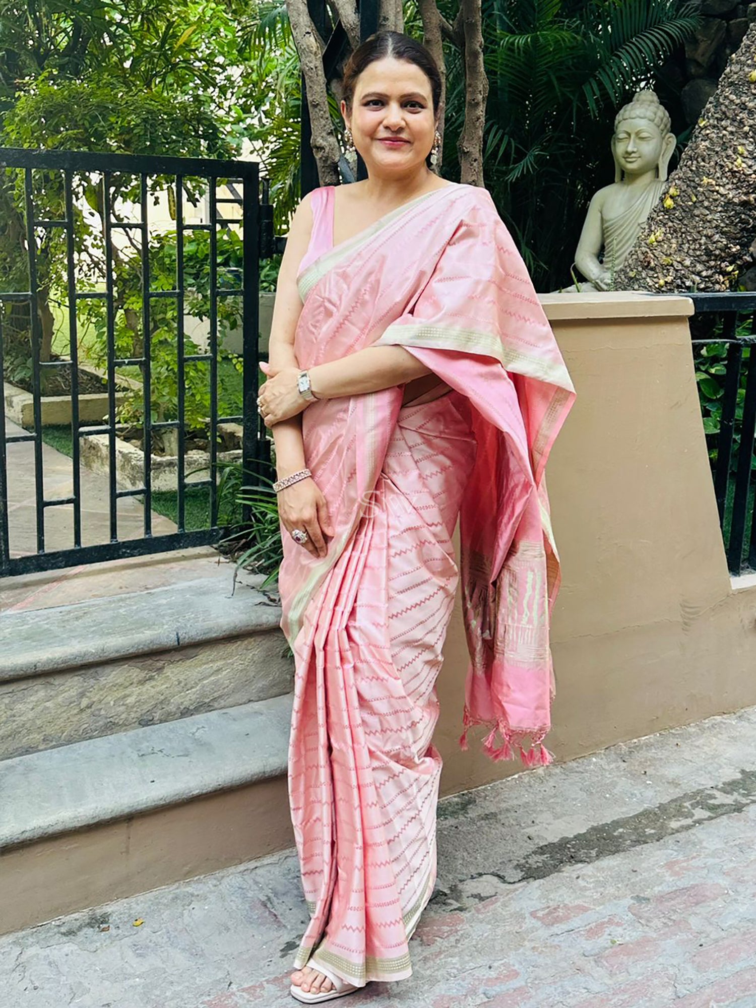 Pastel Pink Satin Tanchoi Handloom Banarasi Saree - Sacred Weaves