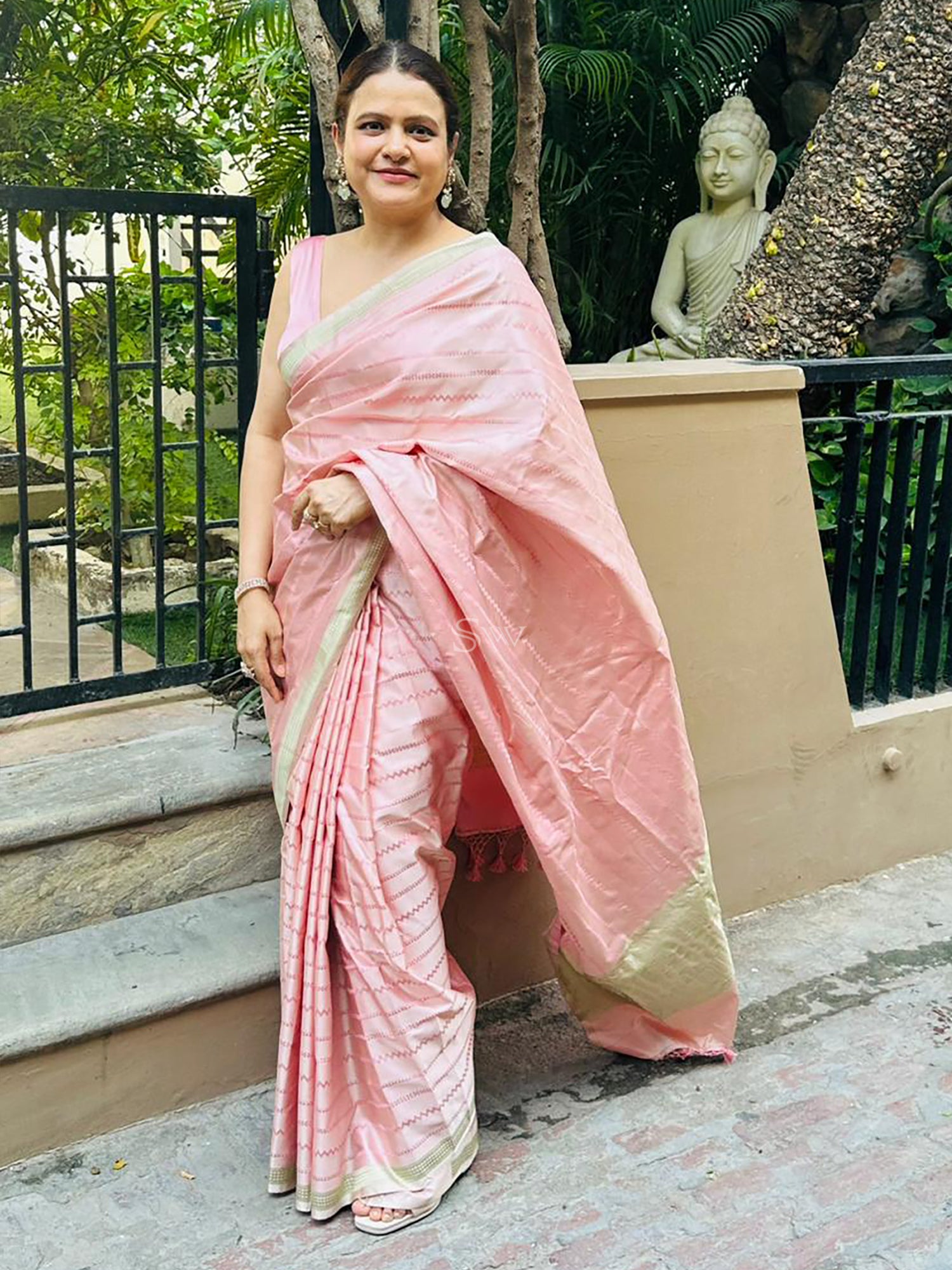 Pastel Pink Satin Tanchoi Handloom Banarasi Saree - Sacred Weaves