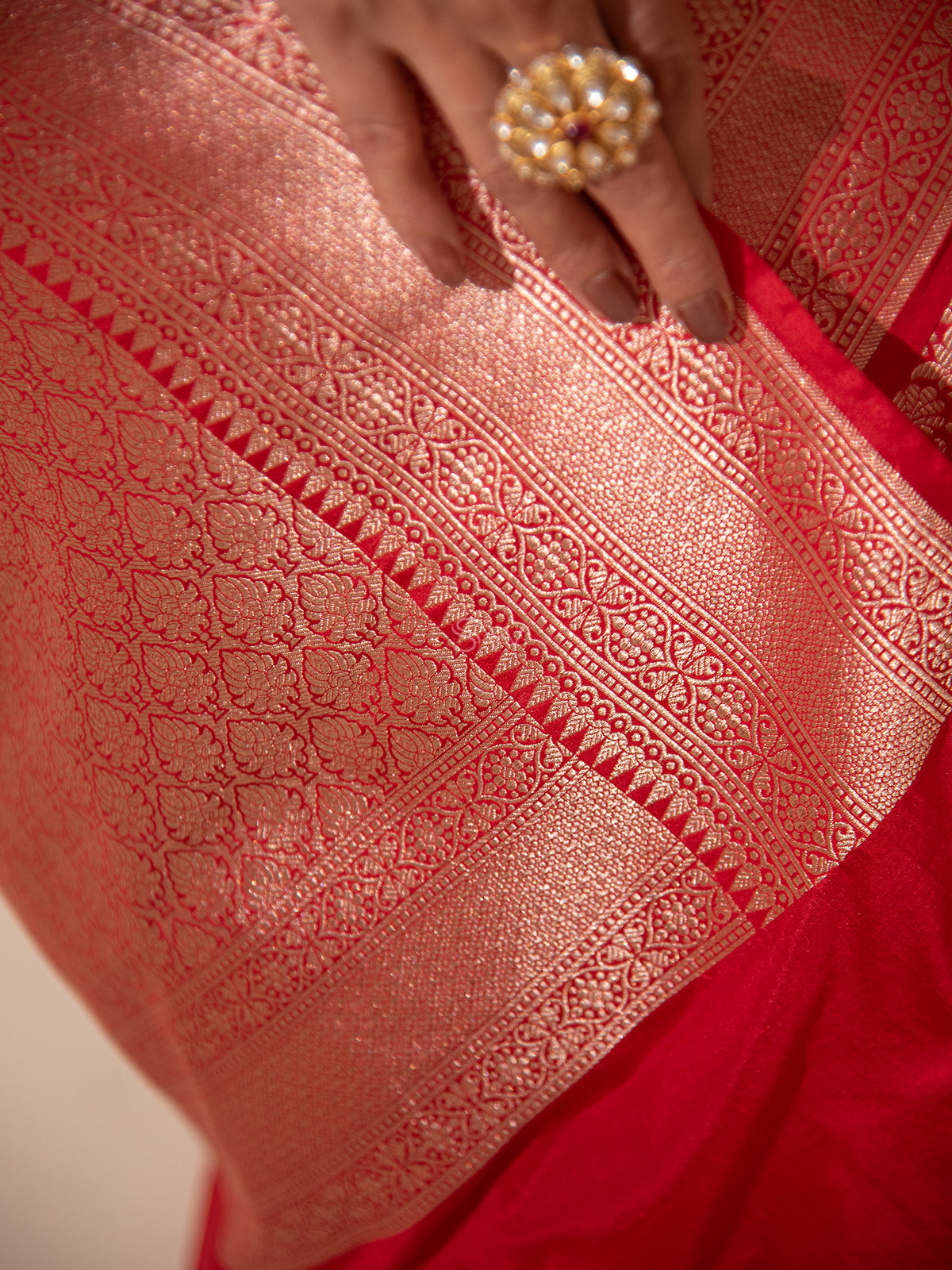 Red Meenakari Katan Silk Brocade Handloom Banarasi Saree - Sacred Weaves