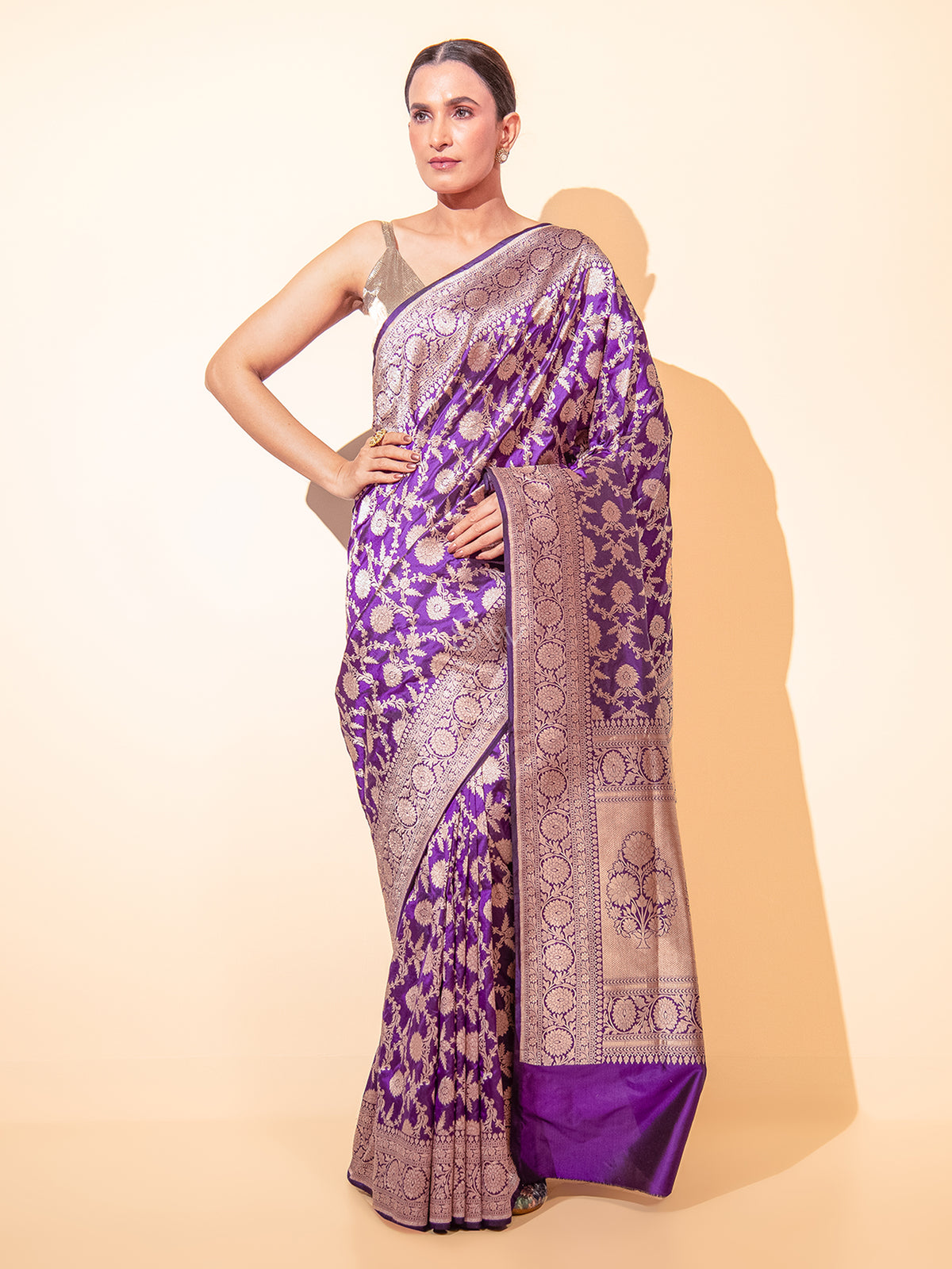 Purple Uppada Katan Silk Handloom Banarasi Saree - Sacred Weaves