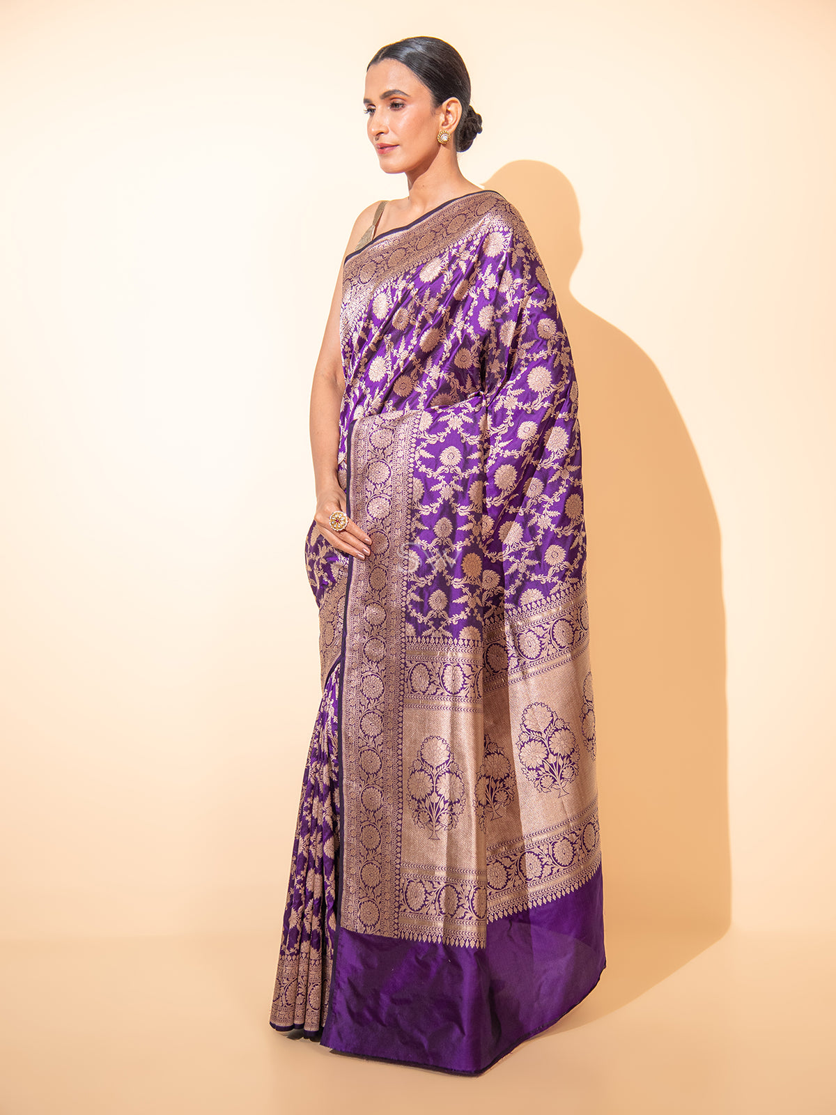 Purple Uppada Katan Silk Handloom Banarasi Saree - Sacred Weaves