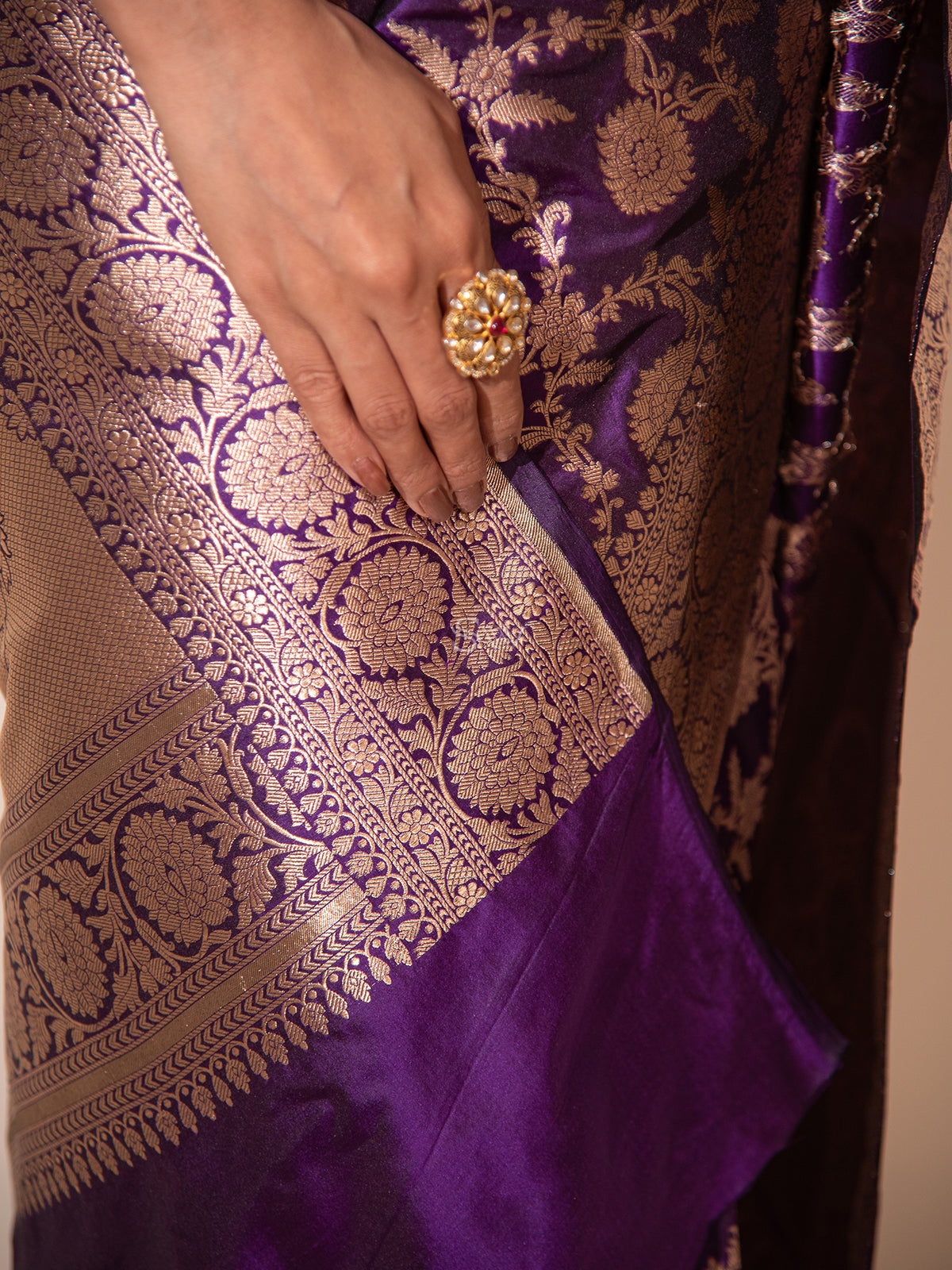 Purple Uppada Katan Silk Handloom Banarasi Saree - Sacred Weaves