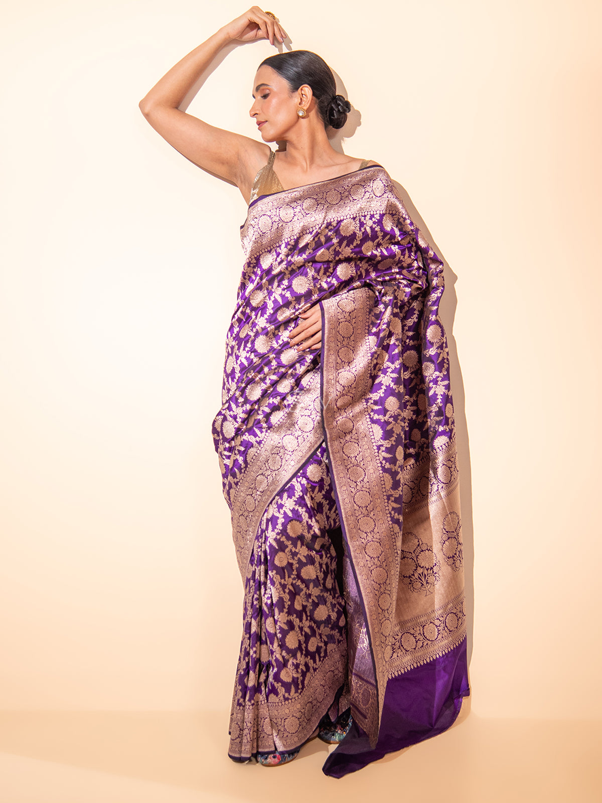 Purple Uppada Katan Silk Handloom Banarasi Saree - Sacred Weaves