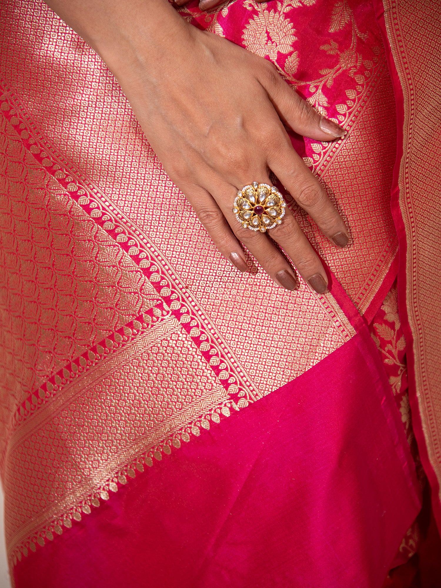 Magenta Uppada Katan Silk Handloom Banarasi Saree - Sacred Weaves