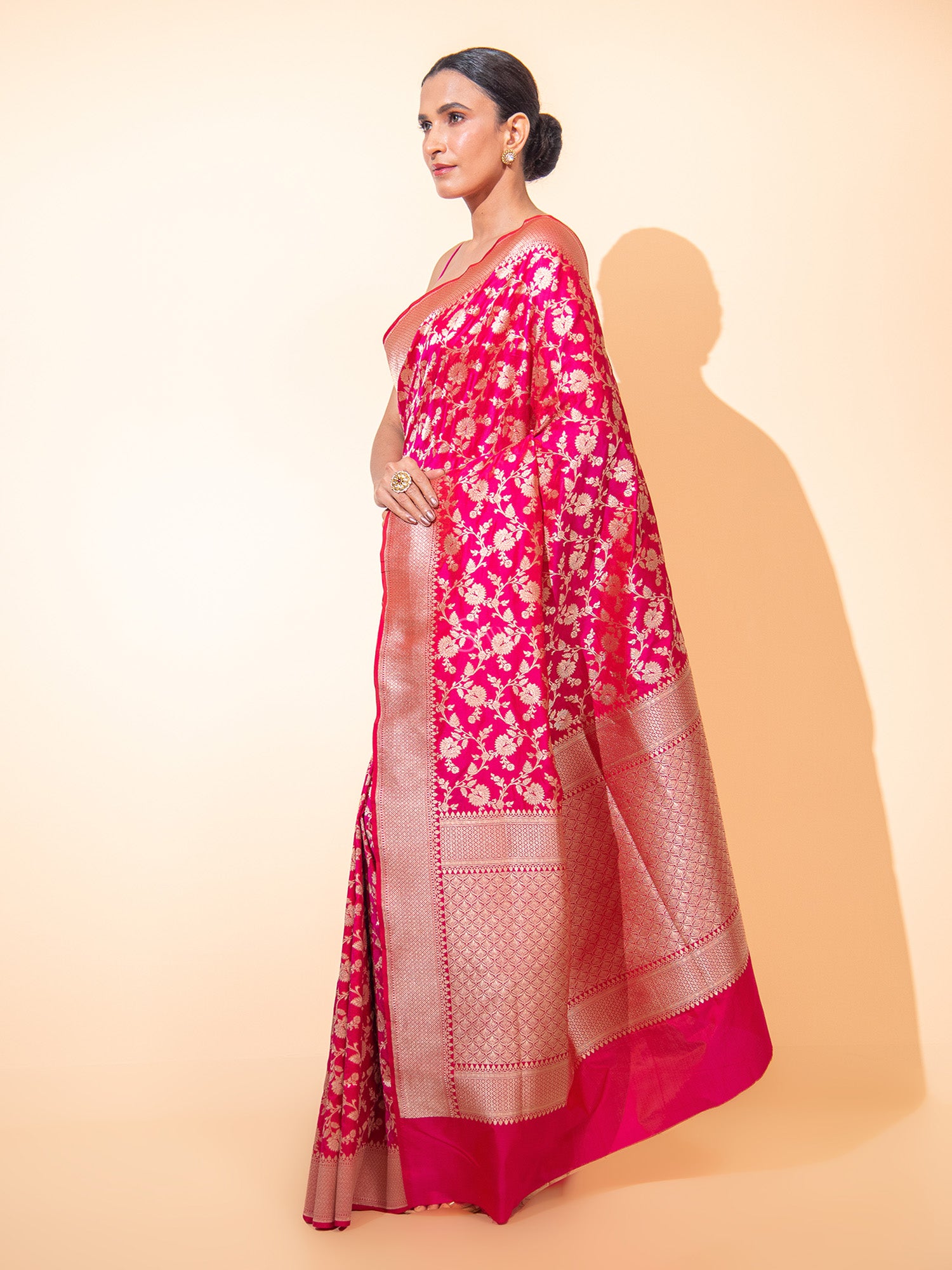 Magenta Uppada Katan Silk Handloom Banarasi Saree - Sacred Weaves