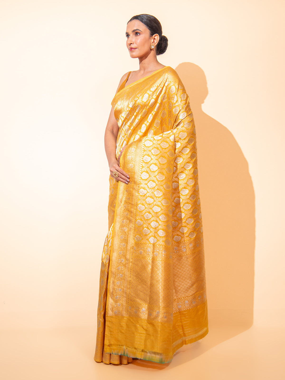 Yellow Uppada Katan Silk Handloom Banarasi Saree - Sacred Weaves