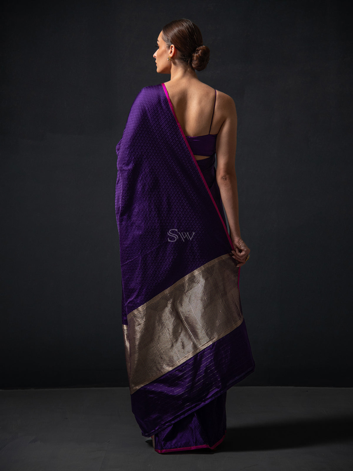 Purple Satin Tanchoi Handloom Banarasi Saree - Sacred Weaves