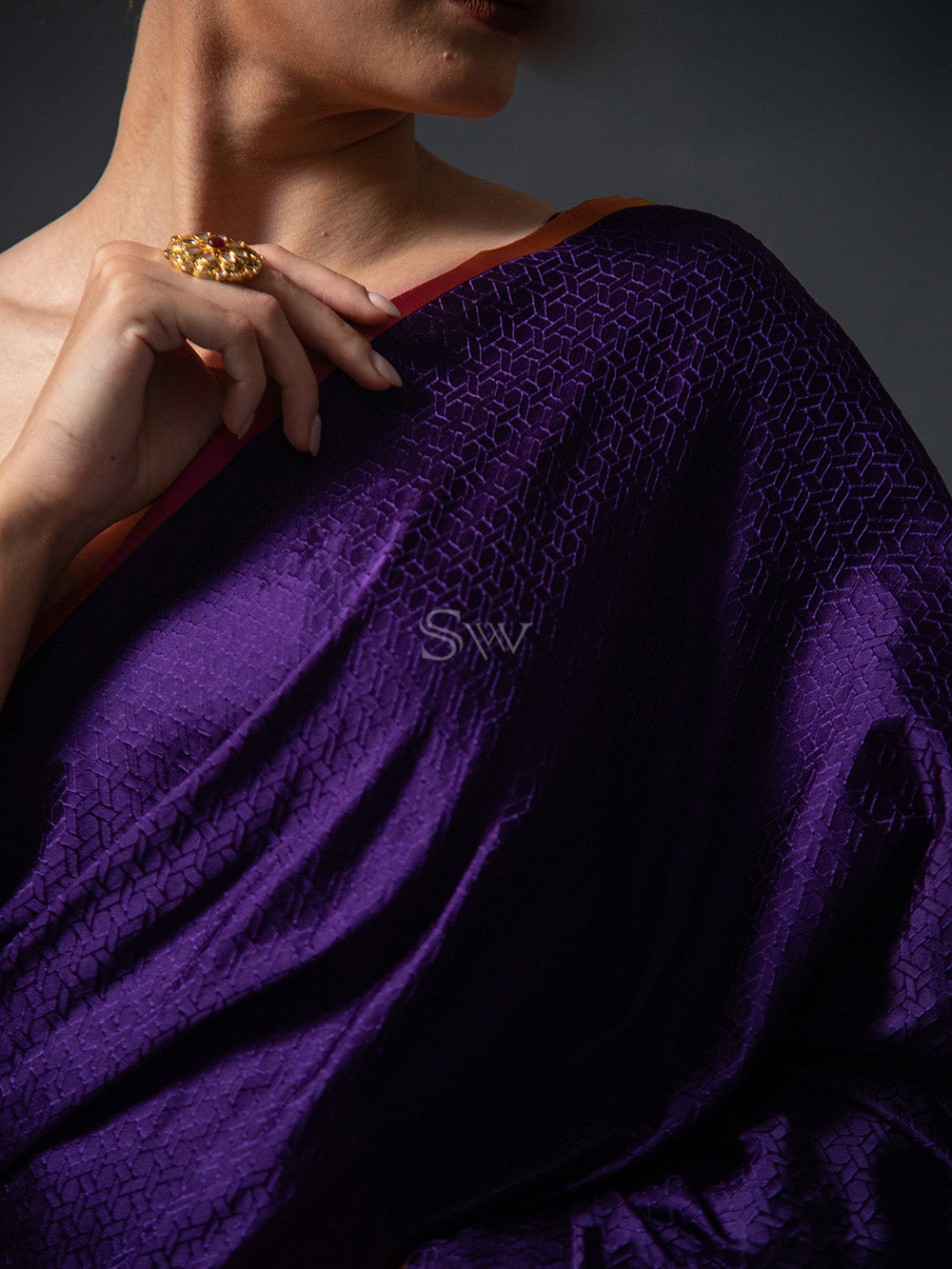 Purple Satin Tanchoi Handloom Banarasi Saree - Sacred Weaves