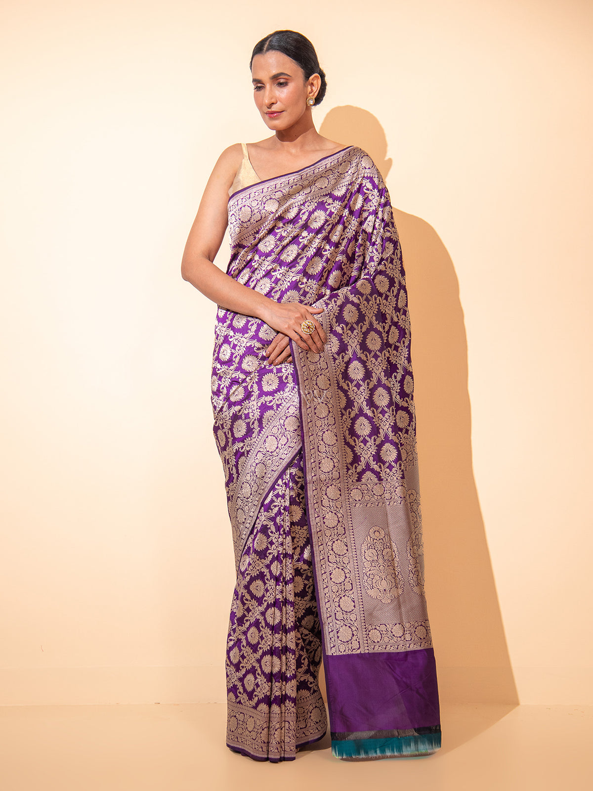 Purple Uppada Katan Silk Handloom Banarasi Saree - Sacred Weaves