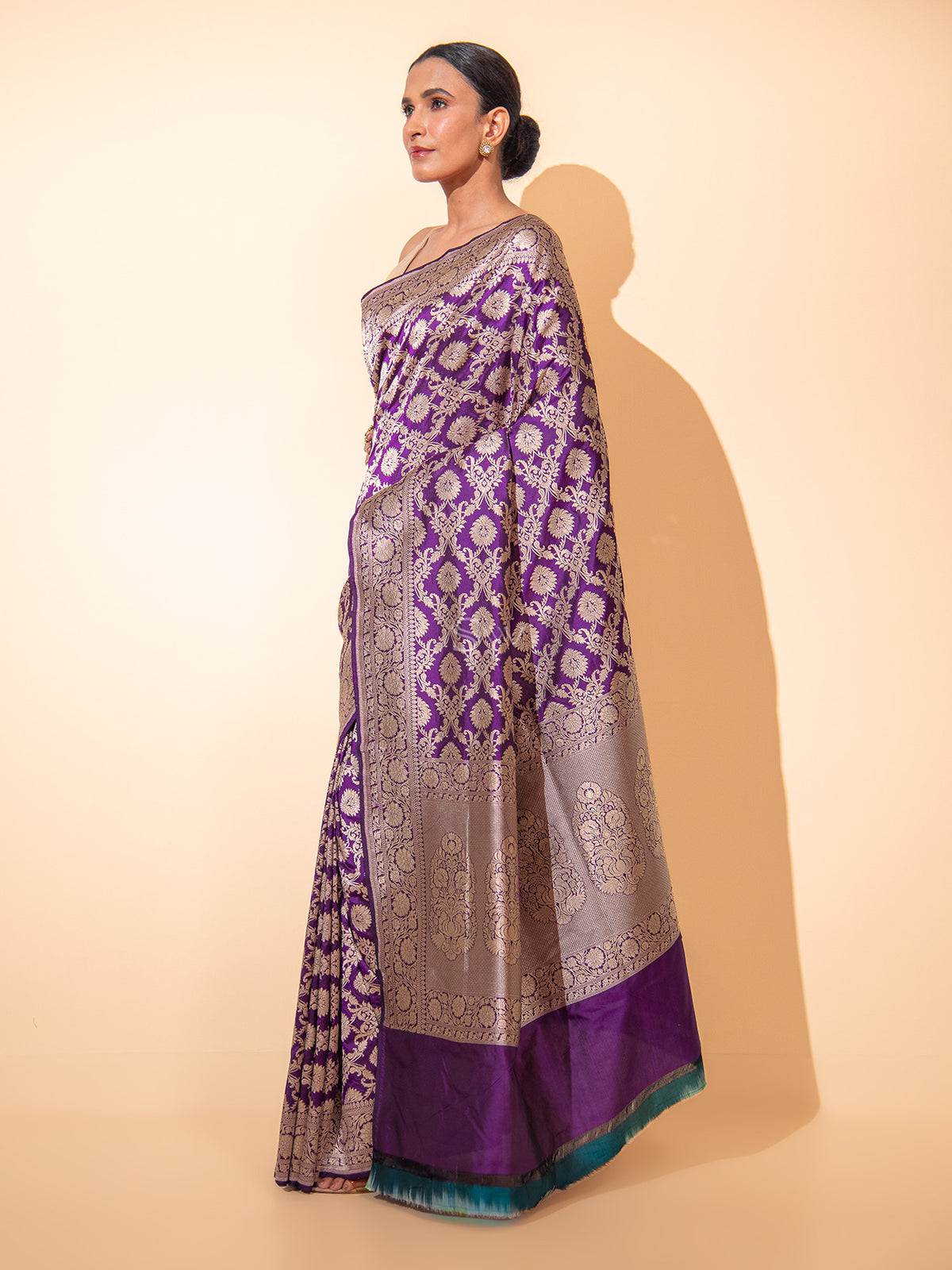 Purple Uppada Katan Silk Handloom Banarasi Saree - Sacred Weaves