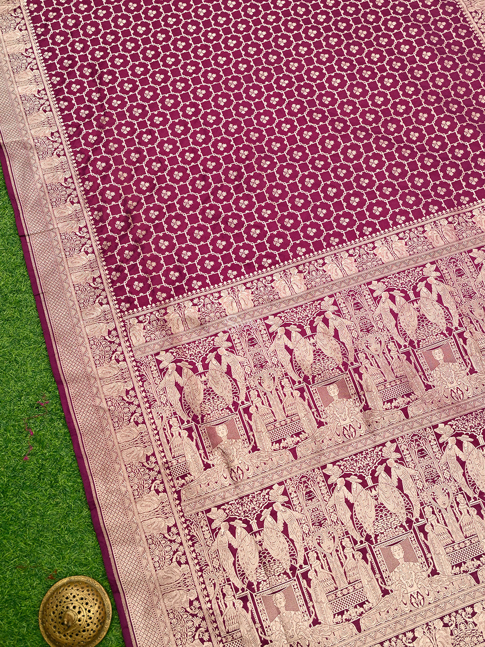 Wine Katan Silk Handloom Banarasi Saree