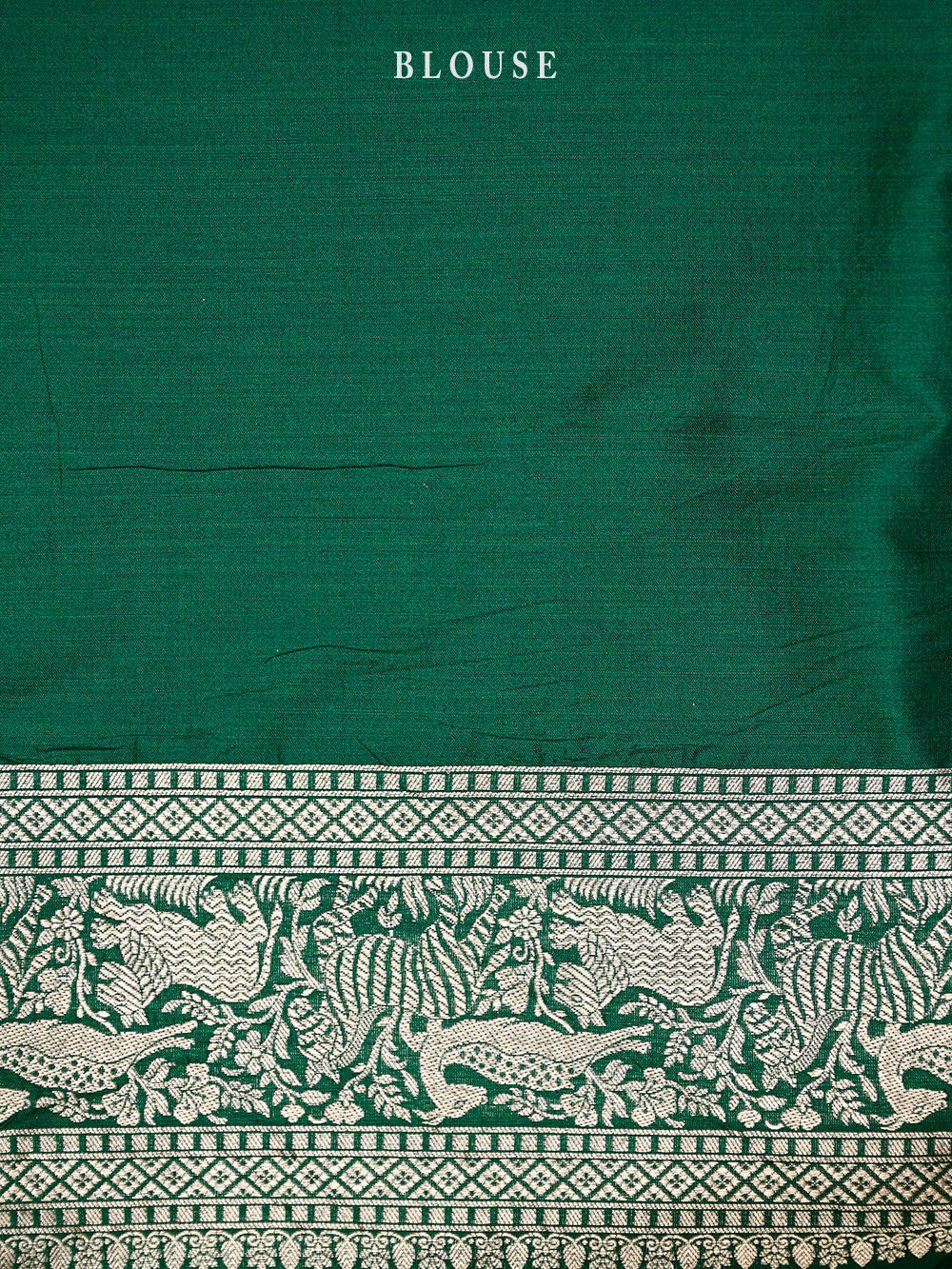 Bottle Green Shikargah Brocade Handloom Banarasi Saree - Sacred Weaves