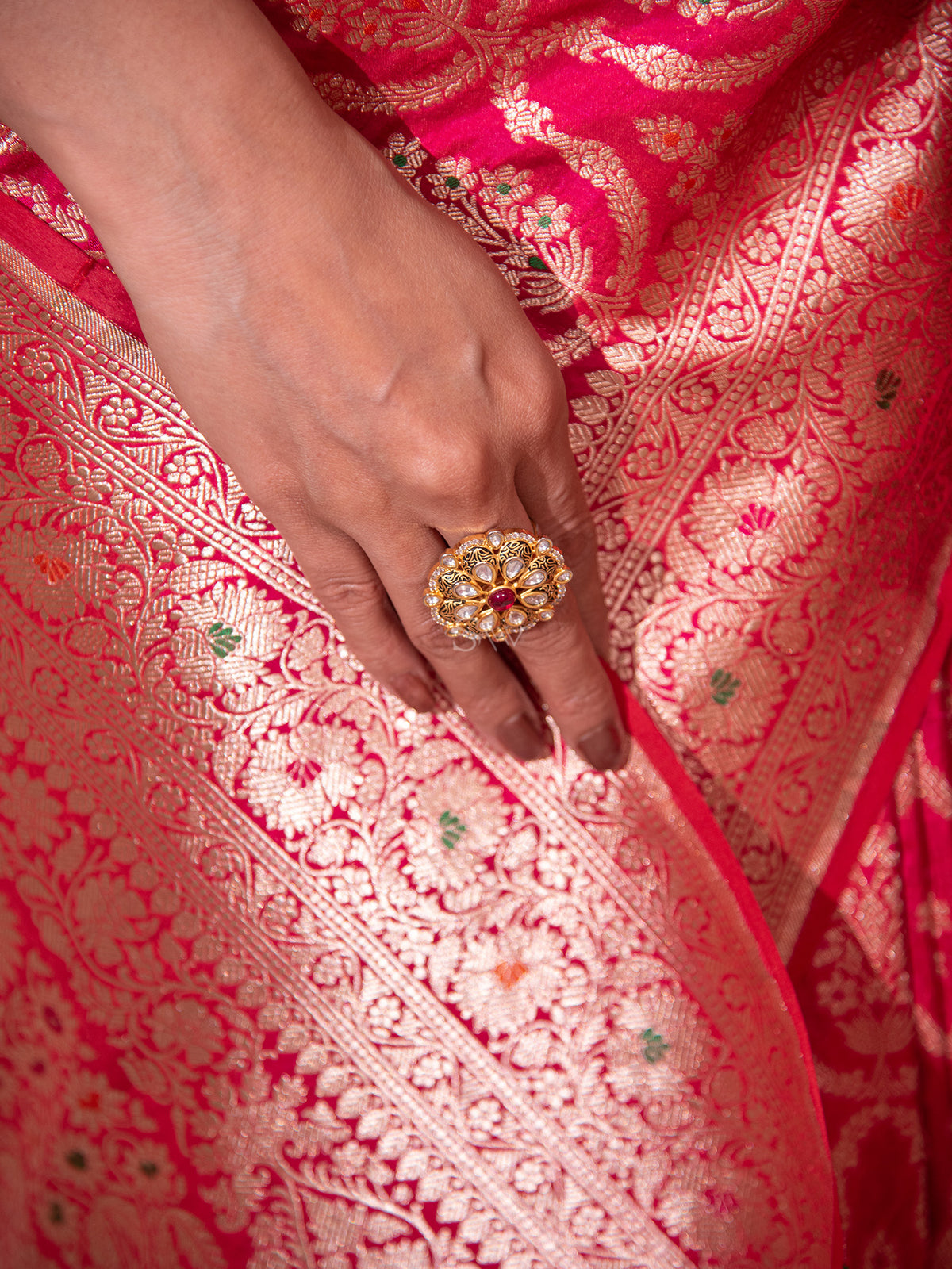 Pink Red Meenakari Uppada Katan Silk Handloom Banarasi Saree - Sacred Weaves