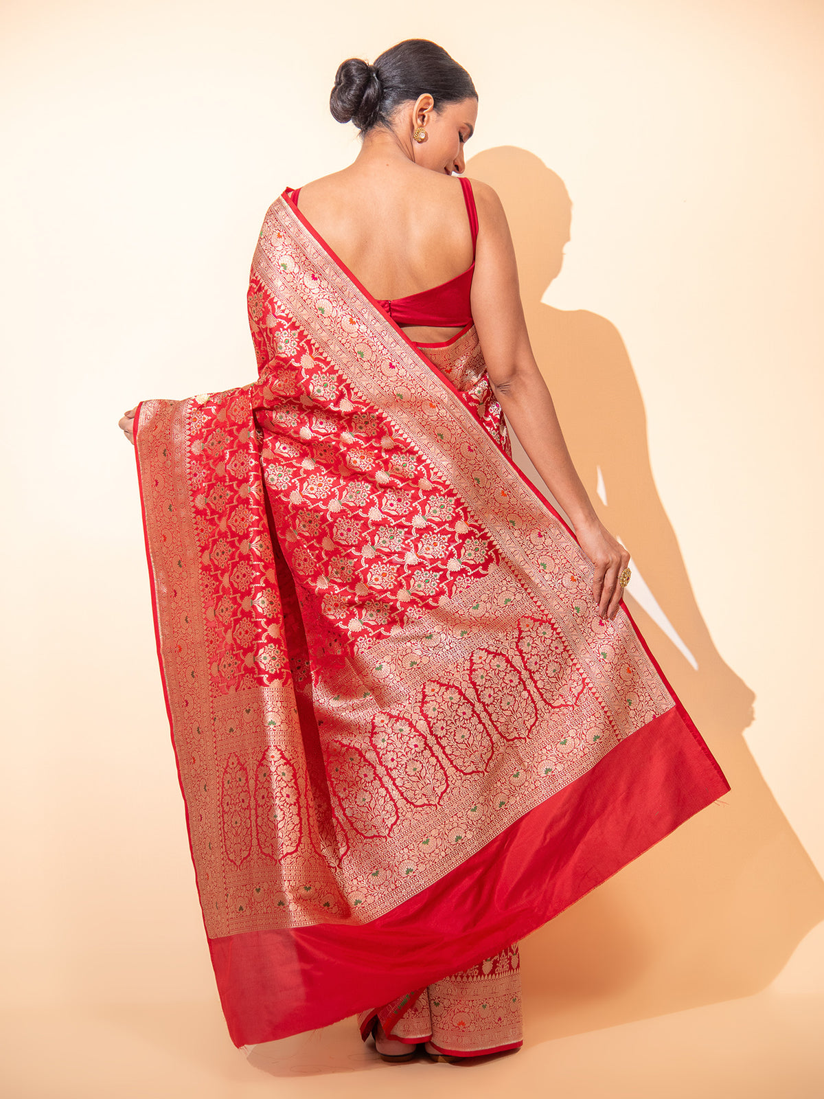 Red Meenakari Uppada Katan Silk Handloom Banarasi Saree - Sacred Weaves