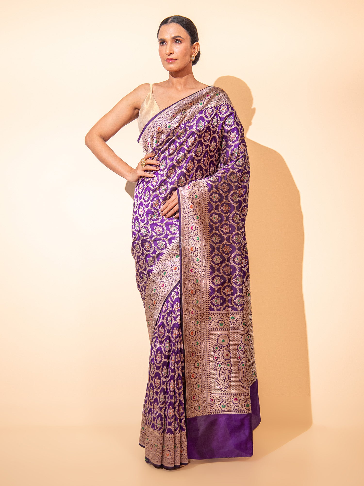 Fabulous Peach Purple Kataan Silk on sale Saree.